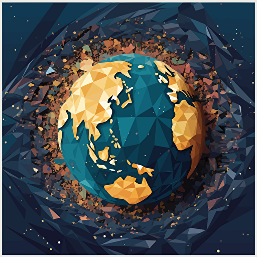 Vector illustration of Earth, cut into small pieces, universe background-v 5