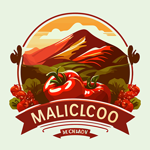 vector logo delicious and healthy tomatoes in a greenhouse located on the slope of volcano company with vulcano call Lavarosso