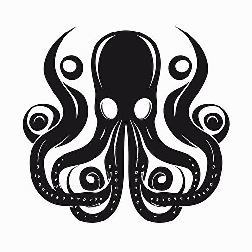 a symmetric and geometric friendly octopus logo, black vector, simple, minimalist