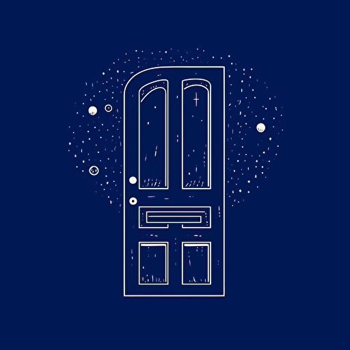 door to the universe, minimal, vector, doodle, royal blue, simple, clean