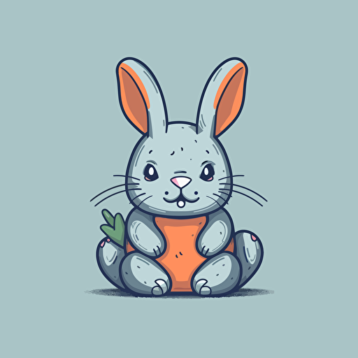 A cute and cuddly bunny, Comic vector illustration style, flat design, minimalist logo, minimalist icon, flat icon, adobe illustrator, cute, simple