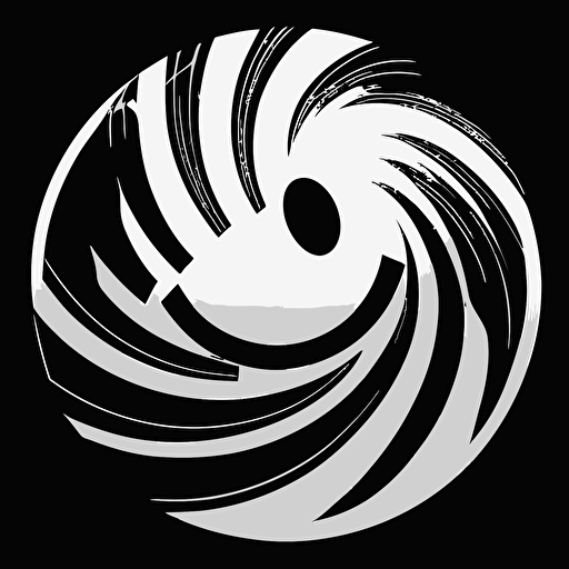 a highly stylized abstract vector logo in high gloss black and white styled like a smiley face that has a Sayless expression