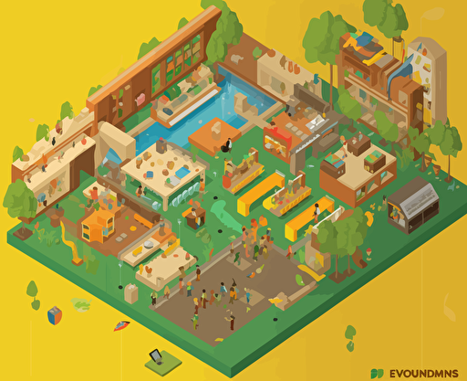 Fauvismus vector of a learning environment that looks like a lego world and inspires and motivates learners