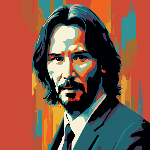 this image of keanu reeves in an illustration stlye, vector, 10 colors only