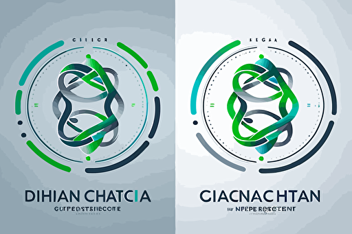 vector logo, circle, dna, data stream, green, blue, gray, clear, minimal