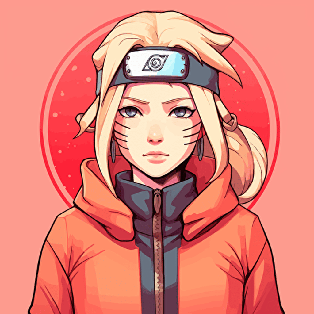 women manga, style naruto, vectoriel, light red v 5