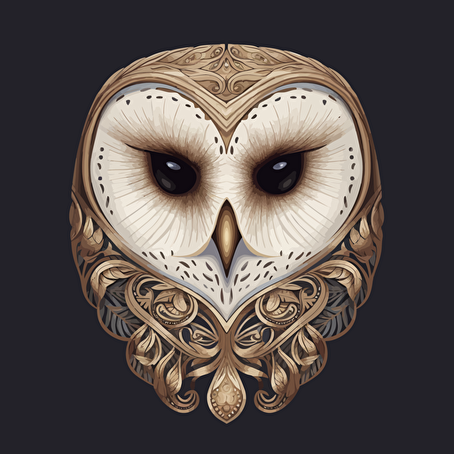 white barn owl mask, vector style
