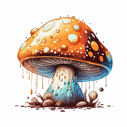 handdrawn mushroom, fantastical, magical, vector art, morandi colours, isolated white background