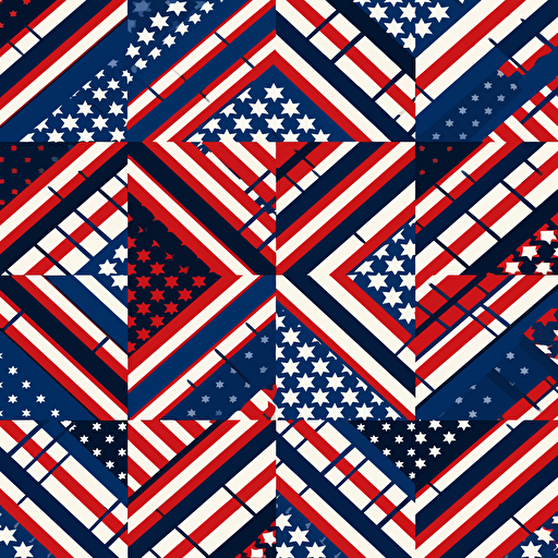 vector illustration, continuous repeating pattern of America flag design pattern, in vivid colors