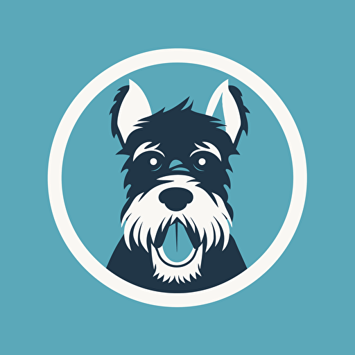 make a vector logo with a happy scotish terrier in a blue circle background