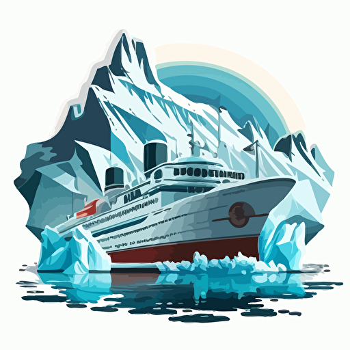 cartoon cruise ship glacier vector style