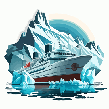 cartoon cruise ship glacier vector style