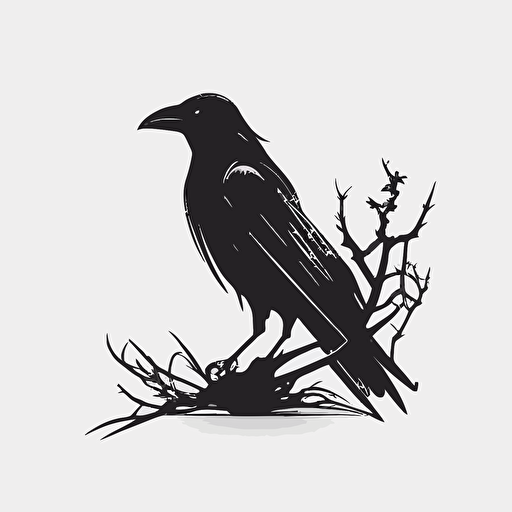 iconic logo, crow, minimalist, black vector on white background