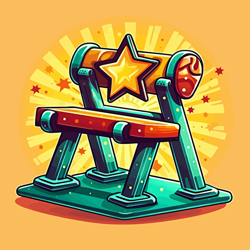 bench press rack , sticker, no background,clip art , vector art ,Cel Shading, VFX, SFX, ,Ultra-HD, Starburst