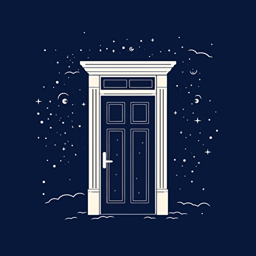 door to the universe, minimal, vector, doodle, royal blue, simple, clean
