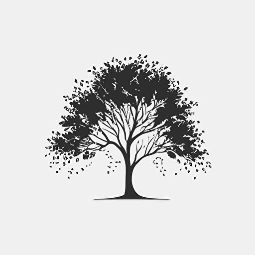 extremly simple tree vector logo, simietric, modern, minimalism, mistery, white background