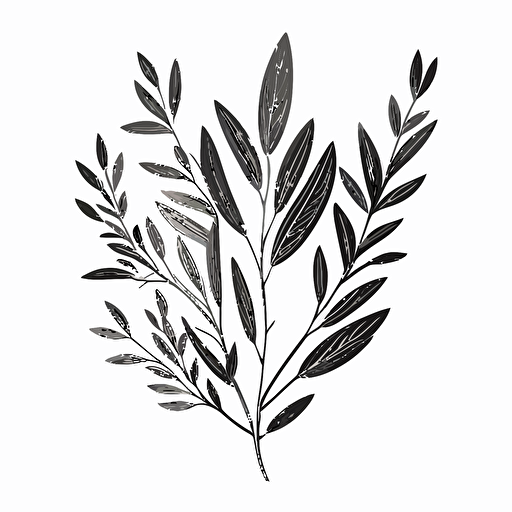 vector drawing, olive leaf, straight and thin, minimalistic ornament