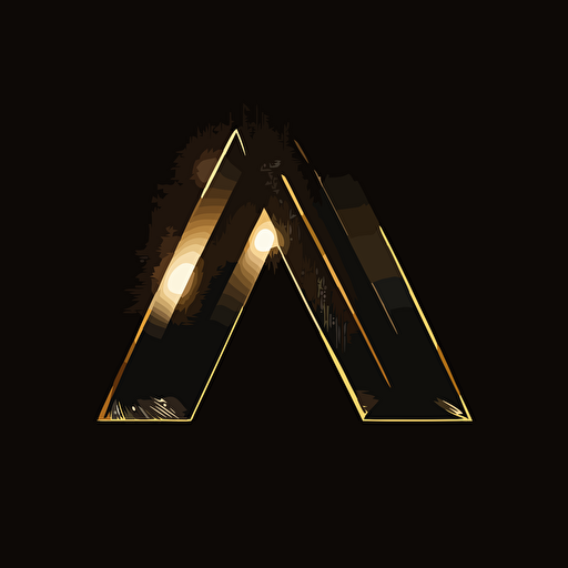 Letter AM logo, minimal, vector, simple, Black golden color, black background