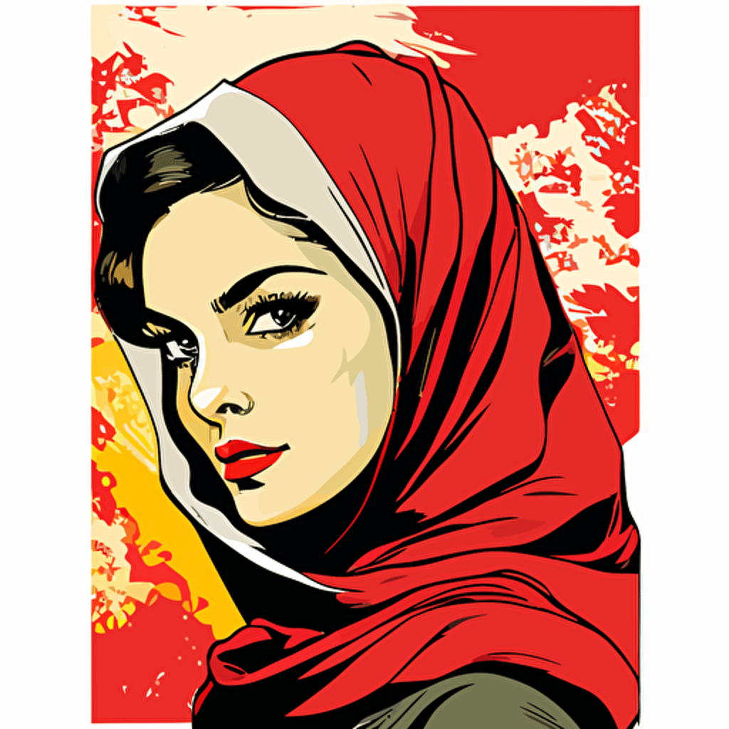 iran handsome girl, vector, comic, pop art