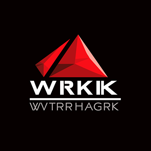 logistics and tech company logo named "WRK" triangle 3, vector logo, modern