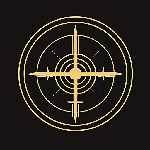 A logo for Holy Glory Hunters FC, Crosshair, Football, Golden, monochromatic, vector
