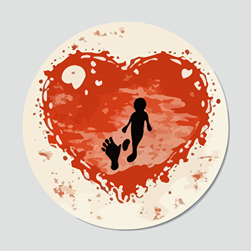 footprints of a child with a heart in the center vector round sticker prolife propaganda
