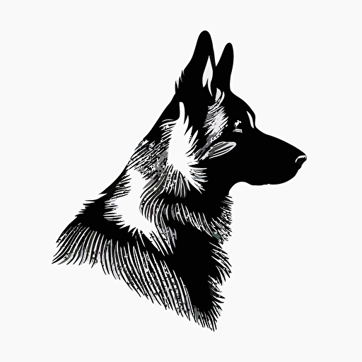 simple minimalistic iconic logo of a German shepherd dog. black vector on white background. v5