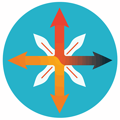 vector art of a symbol, circular two arrows, say -5 degrees celsius and +5 degrees celsius, warm, cold