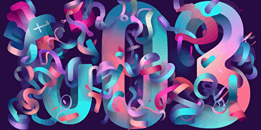 vector illustration of random numbers lots of fonts abstract. designmilk style. the palette is mostly purple with a little bit of blue and green.