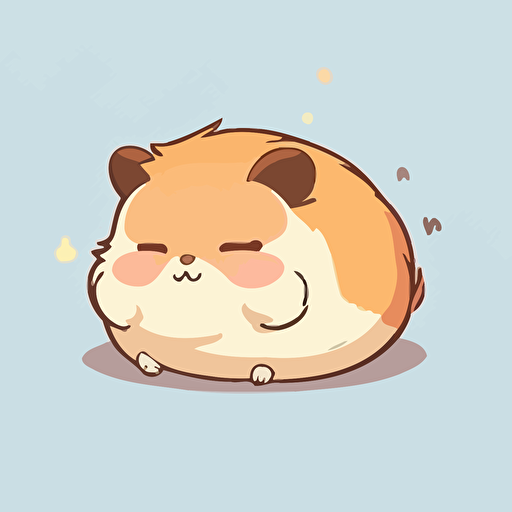 cute sleepy hamster kawaii style, vector, simple, high quality