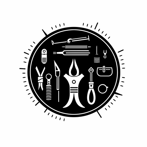 minimalist logo for a toolkit, black and white vector
