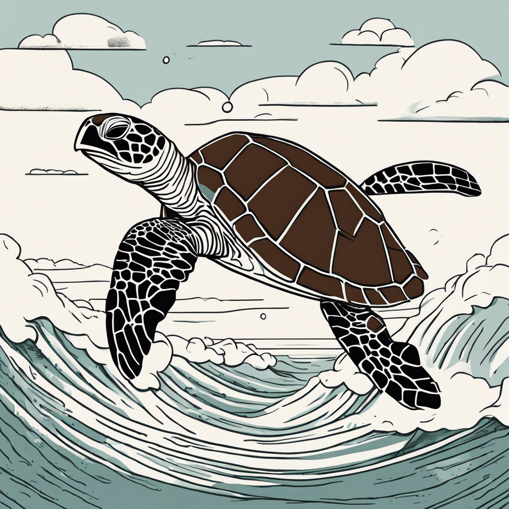 a sea turtle, illustration in the style of Matt Blease, illustration, flat, simple, vector