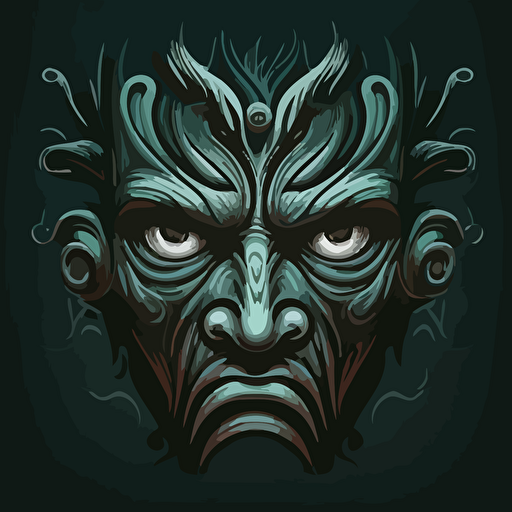 vector art, mask of deranged face, wide eyes, irritated eyes