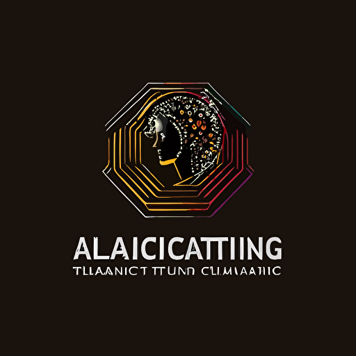 vector logo AI training and consulting business. black background. vivid