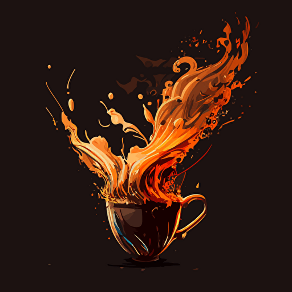a vector image of coffee on fire