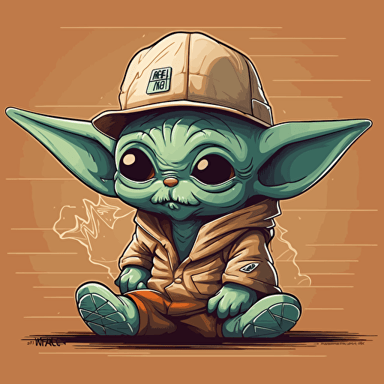 a cartoon of a baby yoda with a nike hat, vector art by Altichiero, behance, space art, behance hd, clean, deviantart hd