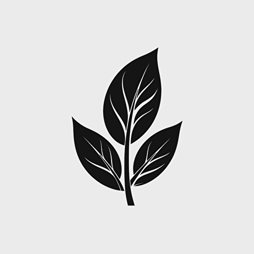 Logo of a leaf, minimalist icon, vector, black on white background