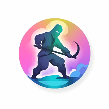 vector logo for iOS 16 app, Ninja, minimalistic, vibrant, water color