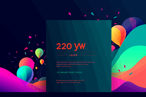 horizontal email invitation on full canvas, End of Year celebration, vector, bright contrasting colors, simple but beautiful