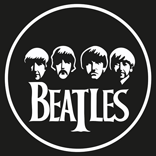a logo, black and white, simple, vector, based on the band The Beatles