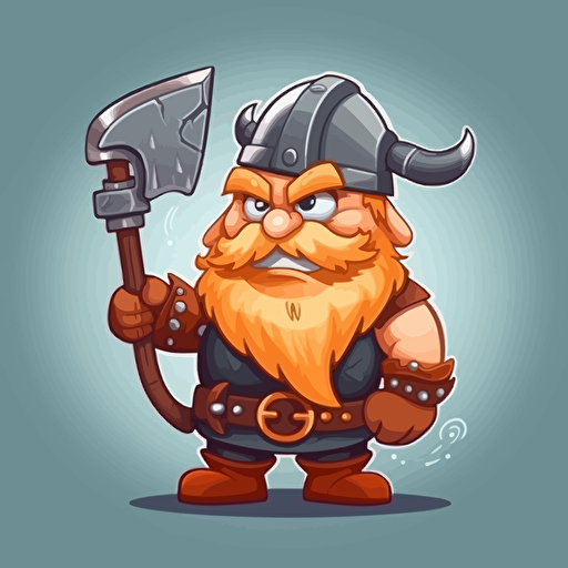character viking mobile game lucky buddies with axe, vector style