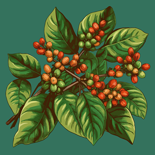 Vector illustration of a Coffee plant botanical plant