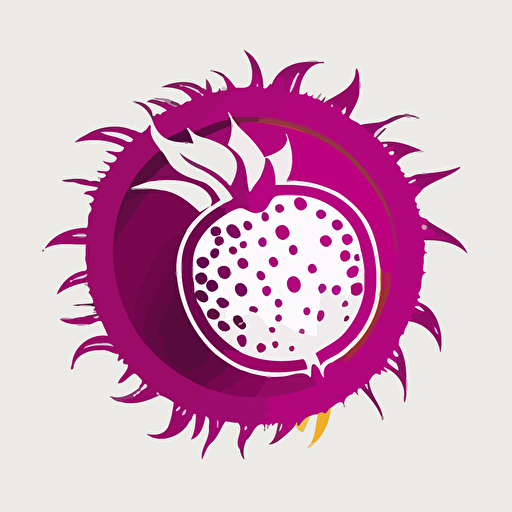 minimalist passionfruit circle logo, magenta and white two color vector professional