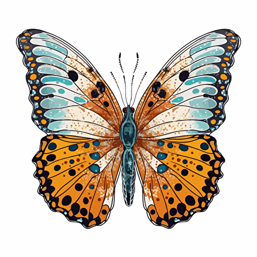 beautiful exotic butterfly, fussy cut, sticker, vector, white background