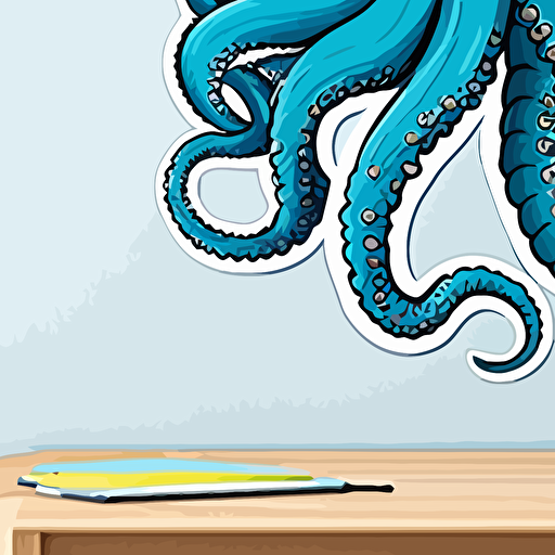 vector sticker blue octopus