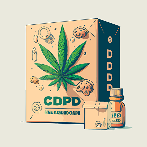 cbd product in box with a brain as vector image