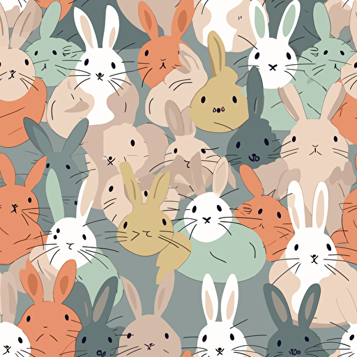 vector art of bunnies of various types and colors