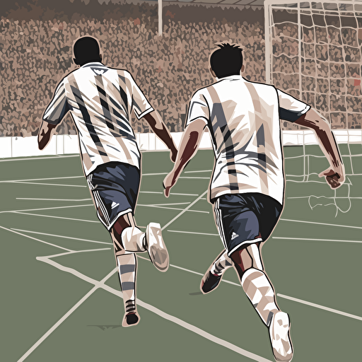 vector file simple of messi and ronaldhino from the back scoring a goal