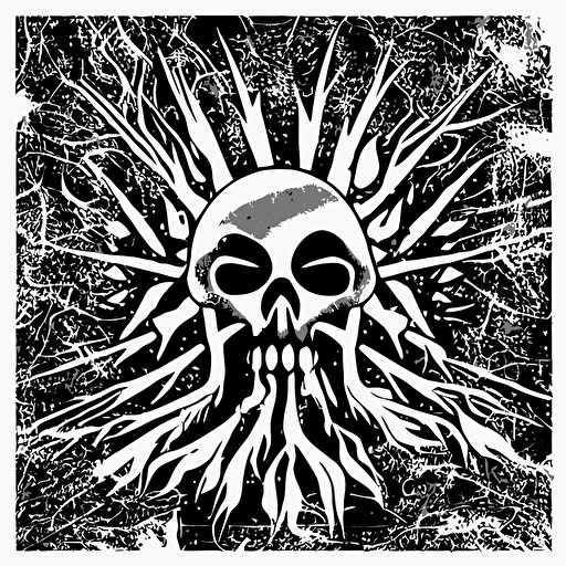 dark death metal themed vector illustration record label trees forest spikes skull microphone skull award winning grunge iconic golden ratio