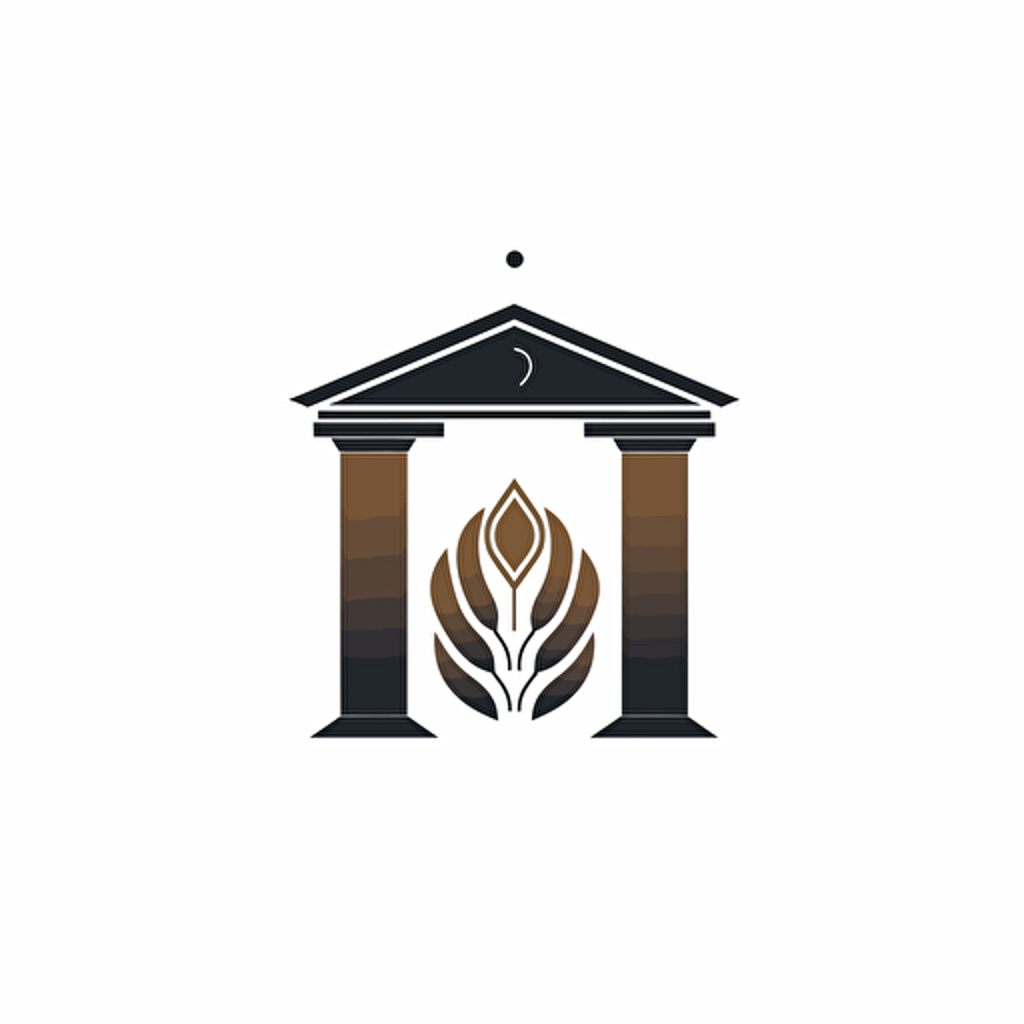 vector logo for investing, ancient greek pillar, brain, modern